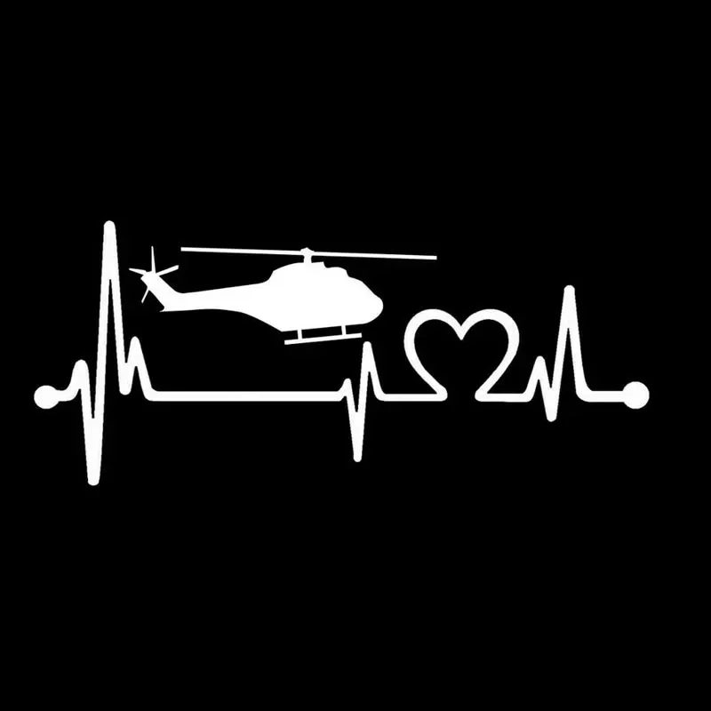 Car Sticker Creative Helicopter Heartbeat Lifeline Chopper Pilot Auto Moto Exterior Accessories Reflective Vinyl Decal,15cm*6cm