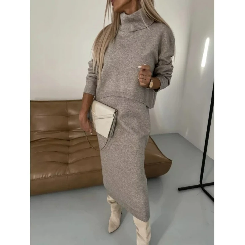 2025 Autumn and Winter New Women's Clothing Lazy Style Knitted Sweater Elegant Half Skirt Two-piece Set