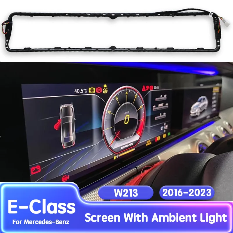 

For Mercedes Benz E-Class W213 Screen Ambient Light Strip 64 Colors OEM-Synced Multi-Color Modes Plug & Play No Coding Needed