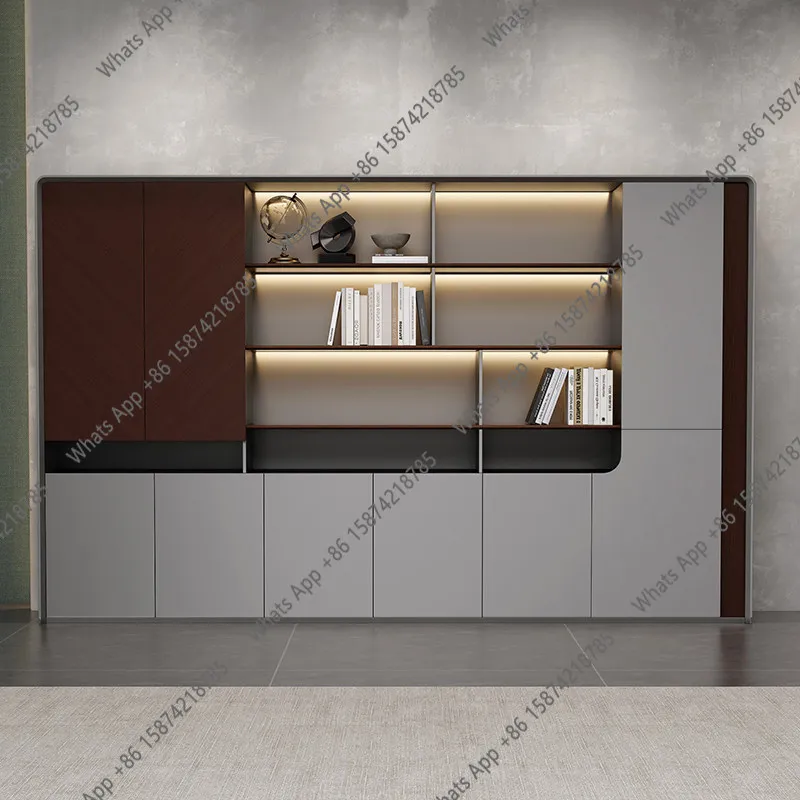 

Panel large bookcase display decoration bookcase simple modern document chairman office data cabinet