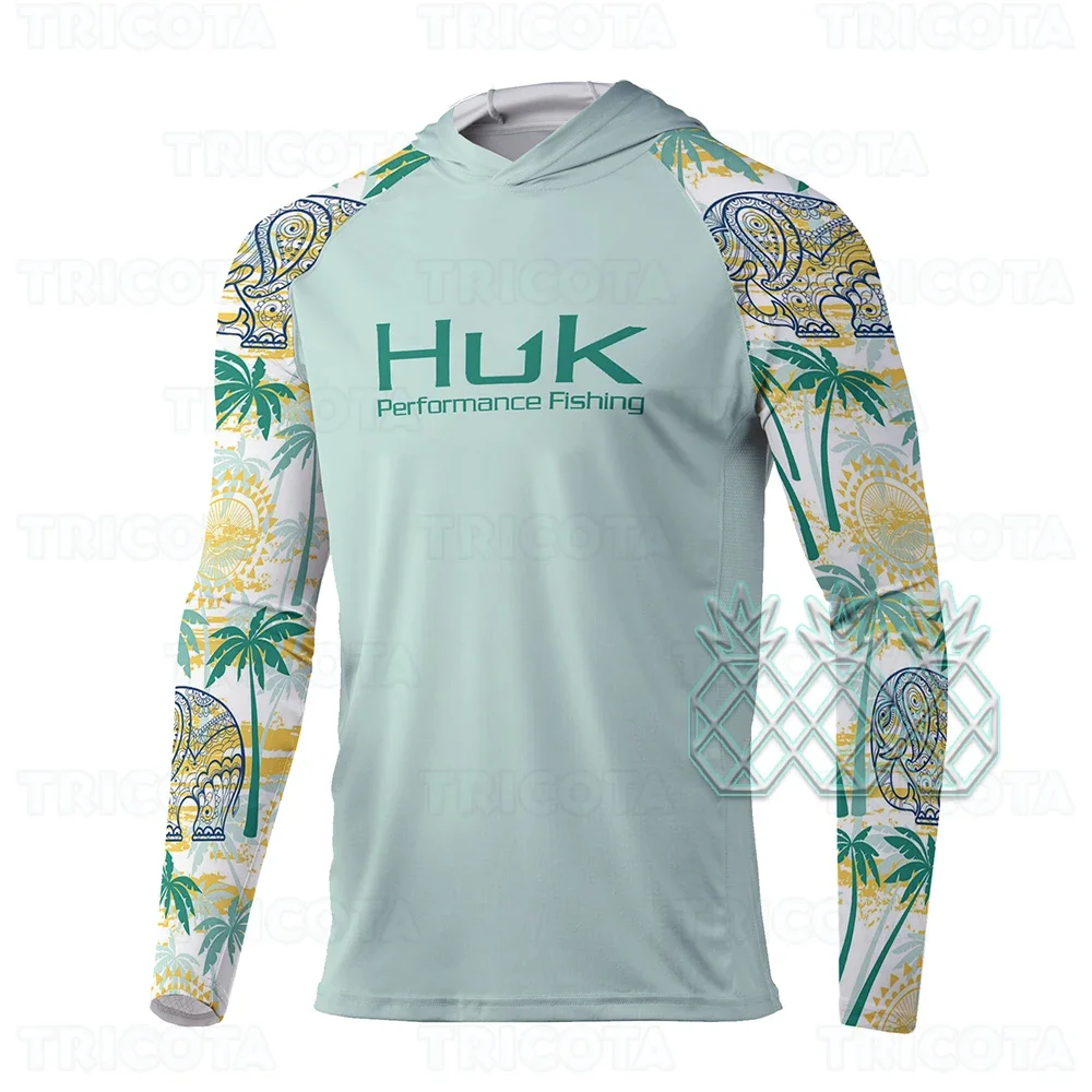 

HUK Fishing Shirts Hooded T-shirts Men Thin Lightweight Performance Fishing Clothing Outdoor UPF50+ Uv Protection Angling Tops