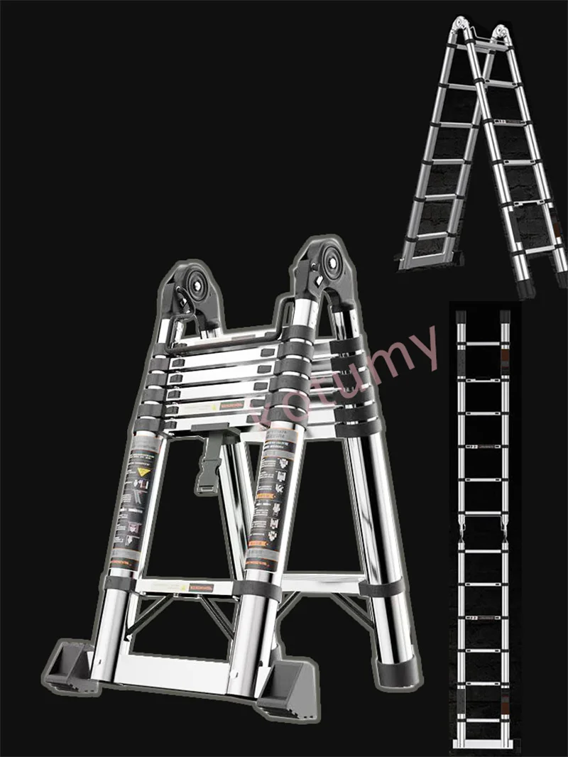 3.4/4.2M Household Telescopic Ladder Portable Thickened Ladders Engineering Outdoor Folding Ladder