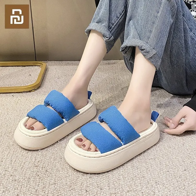 

Youpin Breathable Flax Slippers Soft EVA Sole Lovers Indoor Slides Solid Color Hight Quality Designer Spring Summer Shoes Woman