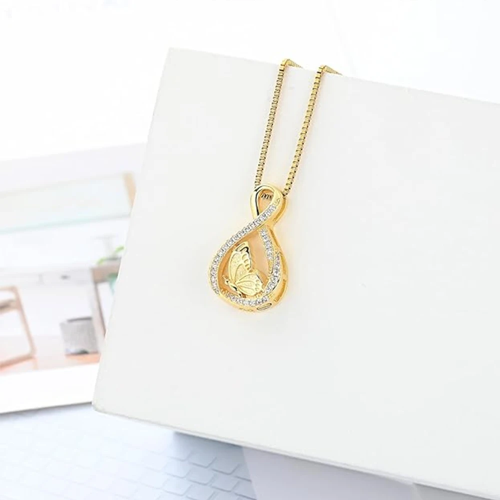 Butterfly Cremation Jewelry for Ashes Infinity Urn Necklaces for Ashes Pendant Locket Keepsake Memorial Jewelry for Urns