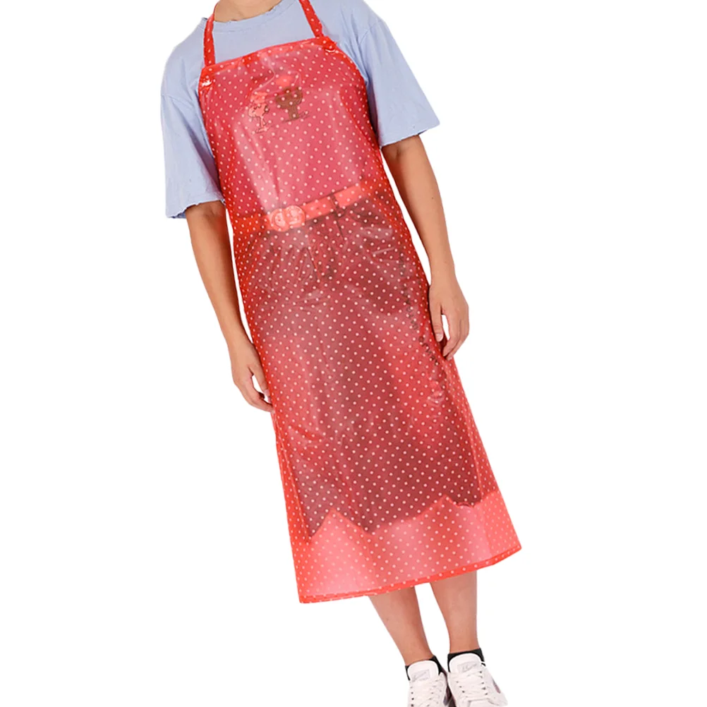 

Oil-proof Apron Sleeveless Pinafore Waterproof Save-all Transparent PVC Apron Cooking Supply Red