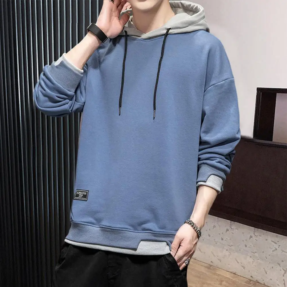 Chic Men Hoodie Casual Drawstring Young Korean Style Winter Hoodie  Hat Men Autumn Hoodie for Work