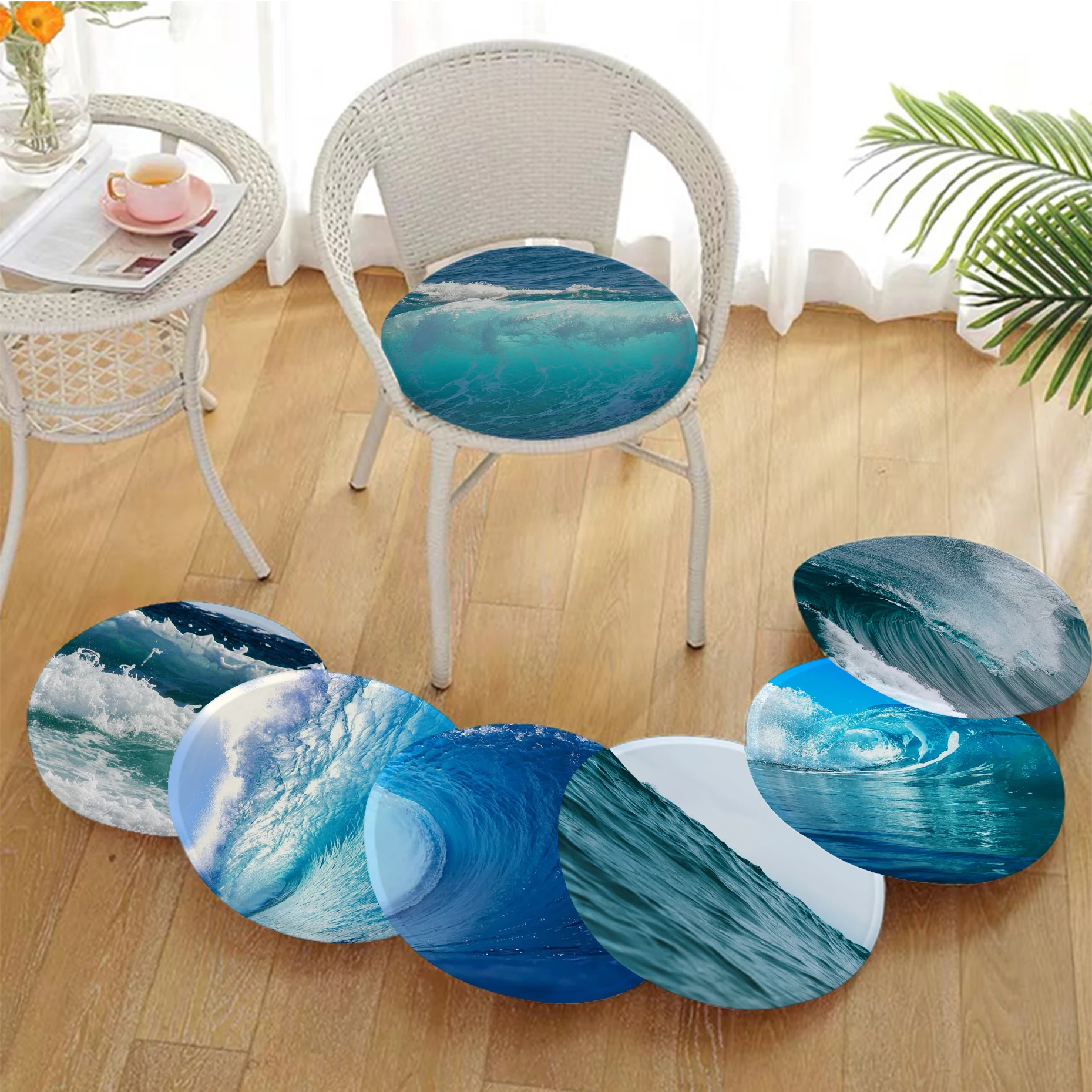 

Blue Seawater Cushion Mat Square Stool Pad Patio Home Kitchen Office Chair Seat Cushion Pads Sofa Seat 40x40cm Sofa Decor Tatami