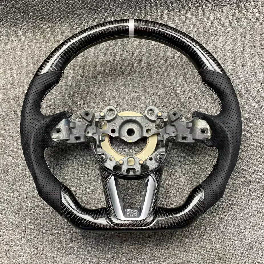 

Cuatomized Real Carbon Fiber Sports Steering Wheel Leather compatible for Mazda Axela ATENZA CX4 CX5