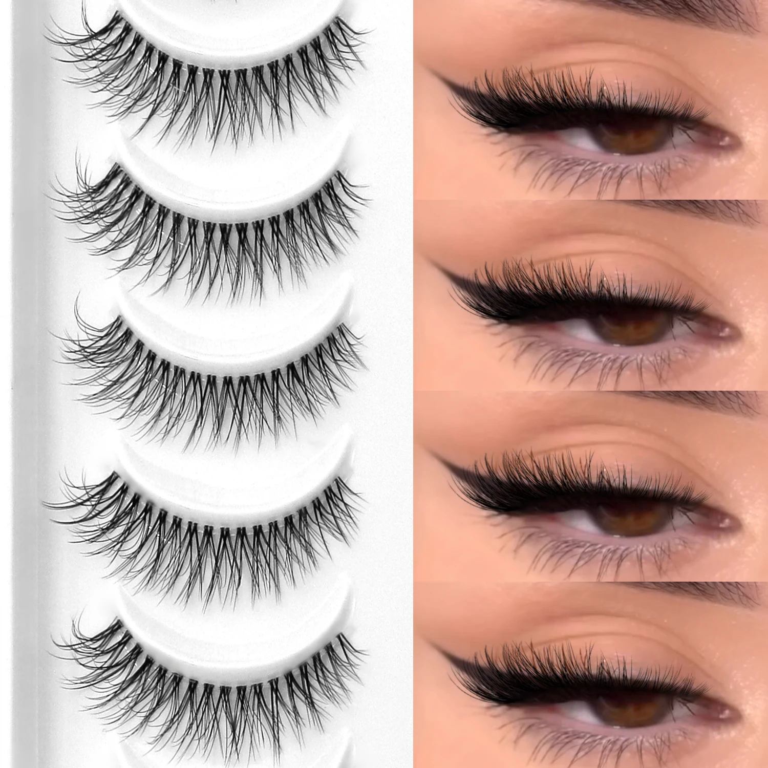 ラスヴィレ ナチュラルラッシュ ショートマンガラッシュ ナチュラルロング ふわふわつけまつげ クリアステム 3Dフェイクミンクラッシュ エクステンションメイク