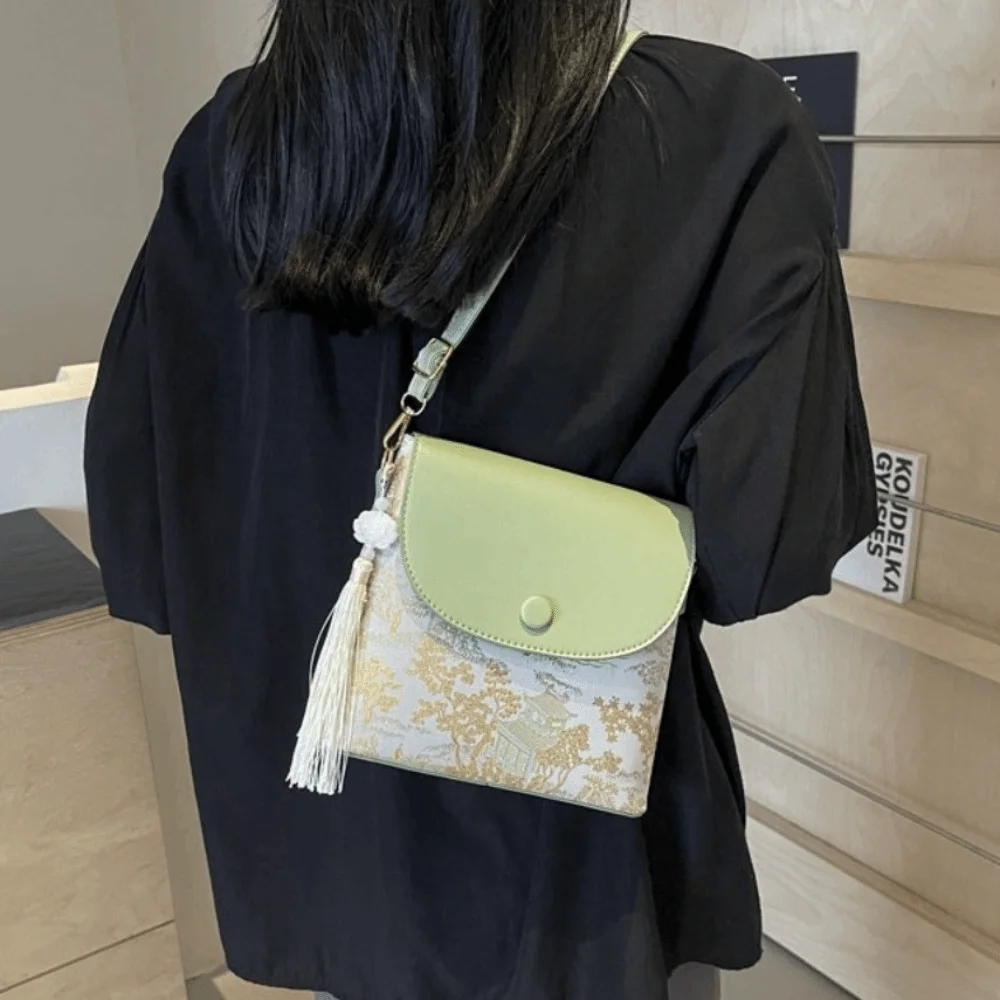 

Versatile Chinese Style Crossbody Bag Cloth Large Capacity Embroidered Purses PU Leather Evening Pouch Cheongsam Bag Women