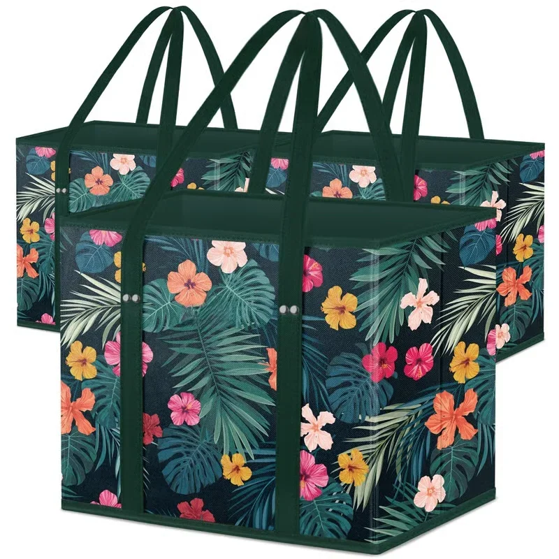 Foldable Reusable Shopping Bags Eco-Friendly Canvas Tote Bags for Online Shopping Foldable Green Living Market Bags