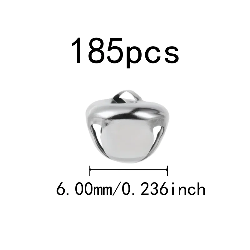 Cross Shape Design 6mm Jingle Bell Charms 185 pcs, perfect for Wedding Decoration, Clear Crisp Sound, Silver