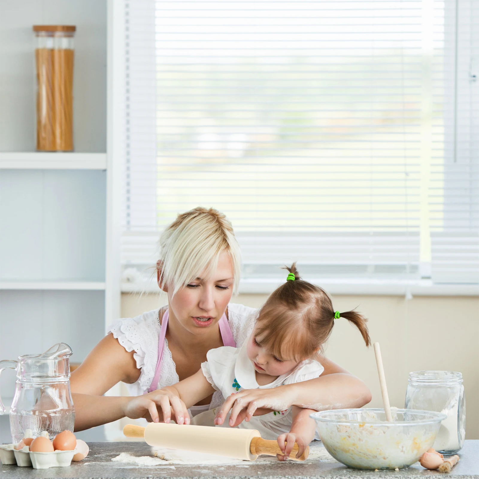 

Extra Large Rolling Pin Silicone Wooden H Smooth Surface Dough Roller Kitchen Tool Easy Clean Long Lasting