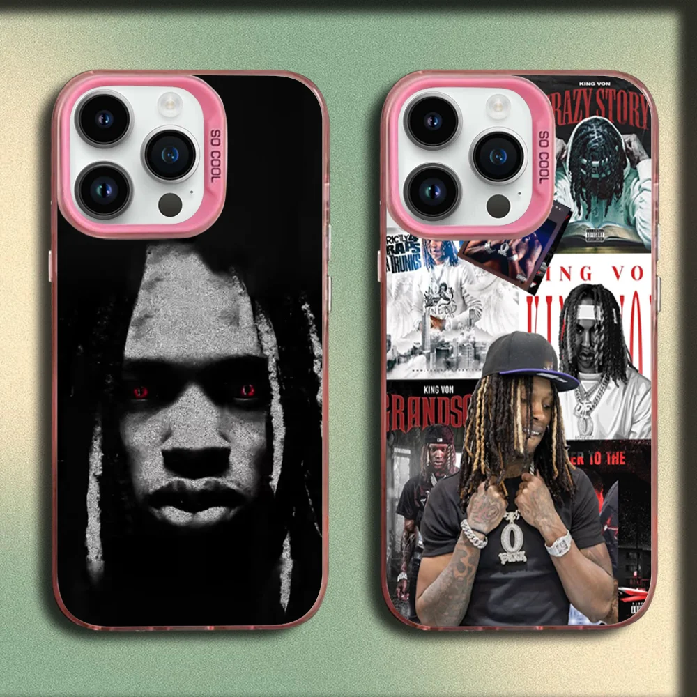 

Raper K-King Von Phone Case For iPhone 16,15,14,13,12,11,Mini,Pro,E,MAX Pink Matte Silicone Cover