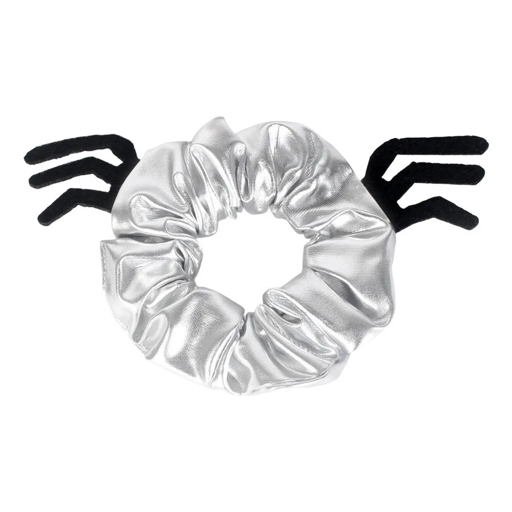 Coleteros de Halloween de alta elasticidad con alas de murciélago doradas/plateadas, diadema de alas de murciélago, lazo para el pelo de araña metálico brillante y ecológico
