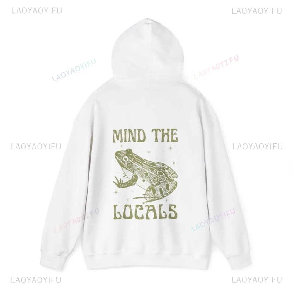 العقل المحلي مضحك الضفدع هوديي أعمال الله الحيوان الجرافيك المطبوعة رجل البلوز عارضة أزياء المتناثرة النساء الملابس #2