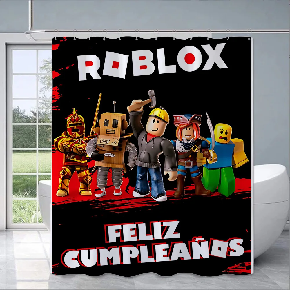 Shower For R-Robloxes Curtain Waterproof Polyester Fabric Paint Colorful Bath Curtains Home Bathroom Decor Curtain With Hook