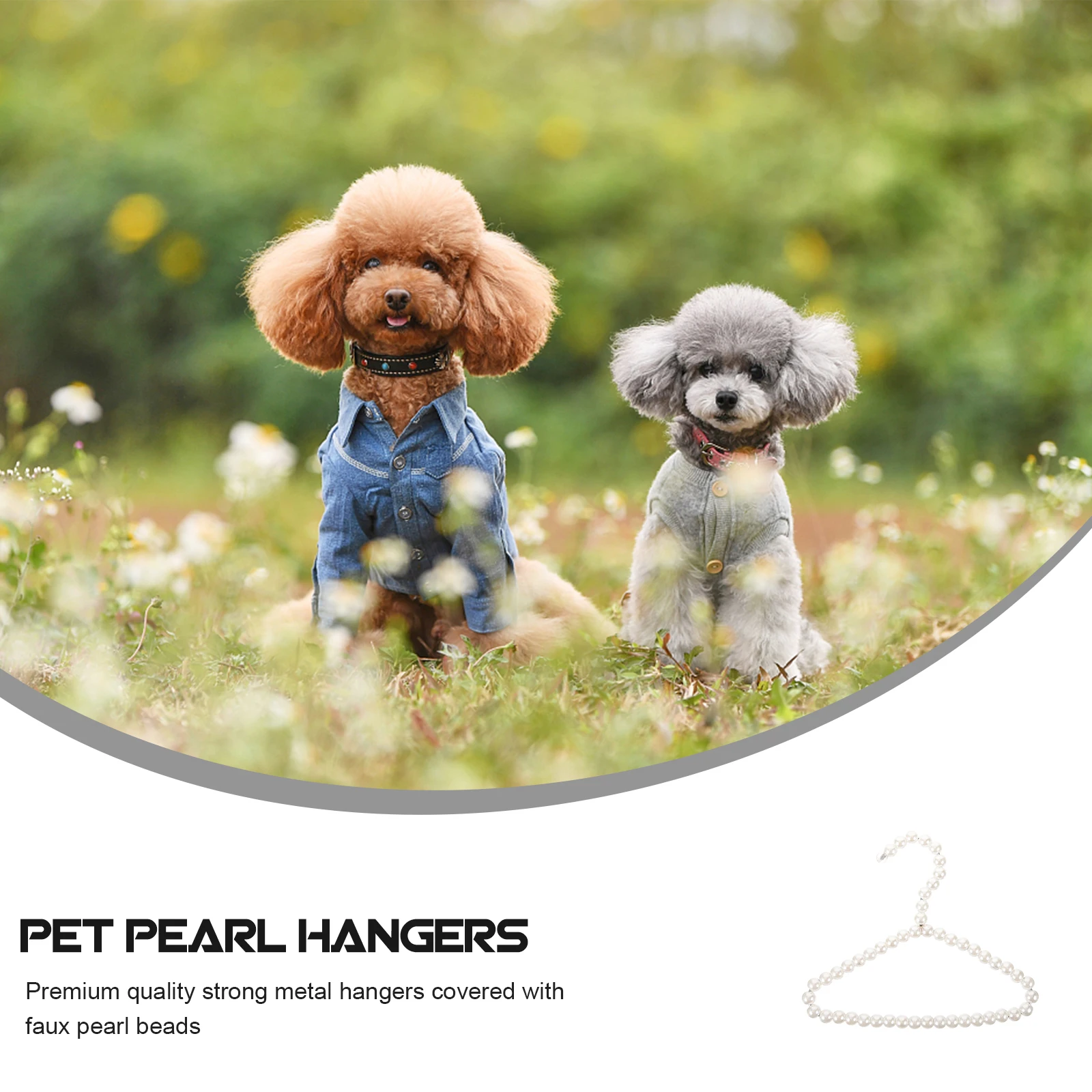 

3pcs Pet Pearl Cloth Hangers Strong Metal Faux Beads Elegant Closet Dog Clothes Accessories Hanger Chihuahua Puppy
