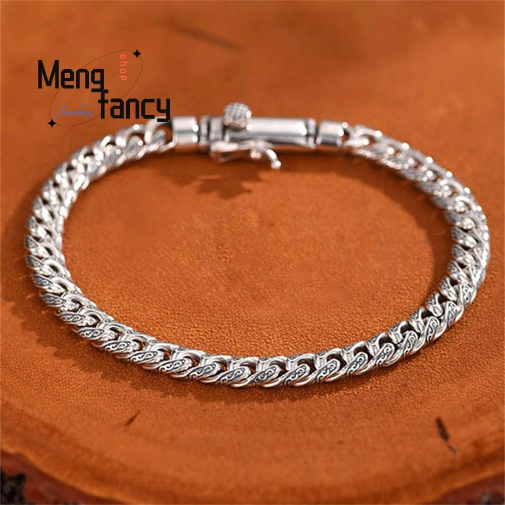 

Retro Pin Bracelet For Men, Thai Silver Craftsmanship, Light Luxury, High-End And Personalized Hip-Hop Fashion Jewelry Elegant