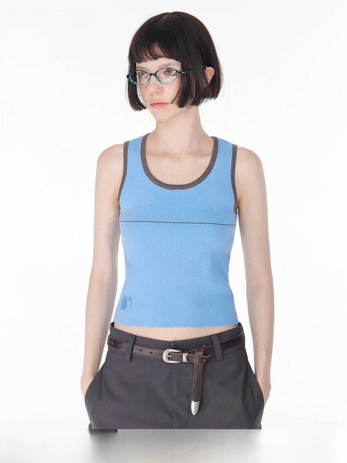 

Винтажная женская майка NoCaaCao Slim Fit с контрастным дизайном и цветовыми блоками, летняя, из смесового хлопка