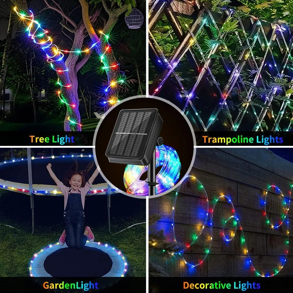 أضواء حبل الشمسية IP65 LED سلسلة الجنية أنبوب أضواء للحزب حديقة ساحة المنزل الزفاف عيد الميلاد هالوين عطلة شجرة تزيين