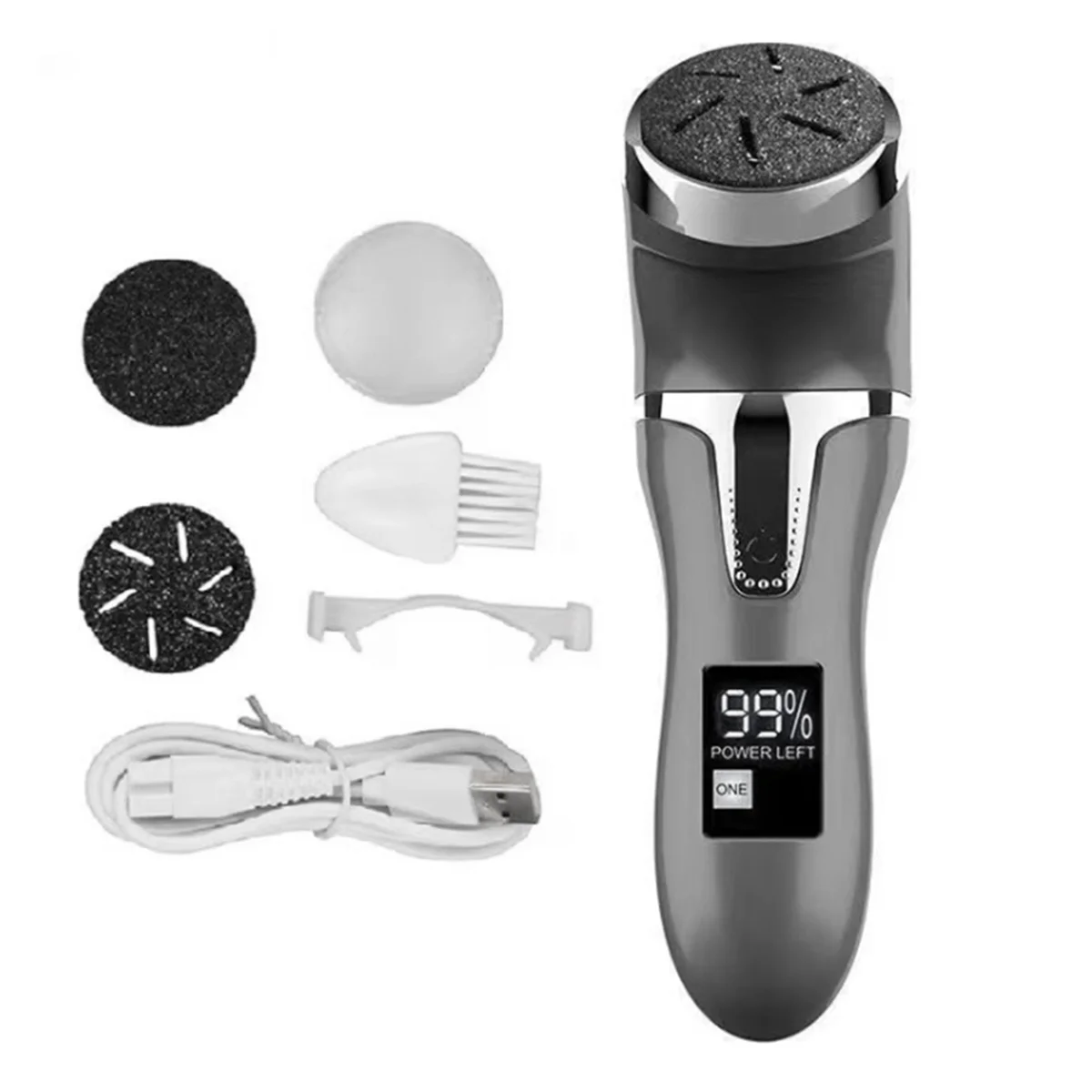 AB31 Portable Pedicure Kit Rechargeable Waterproof Foot Foot Care Deadskin Remover 3 Heads 2 Speed Callus Remover for Feet A