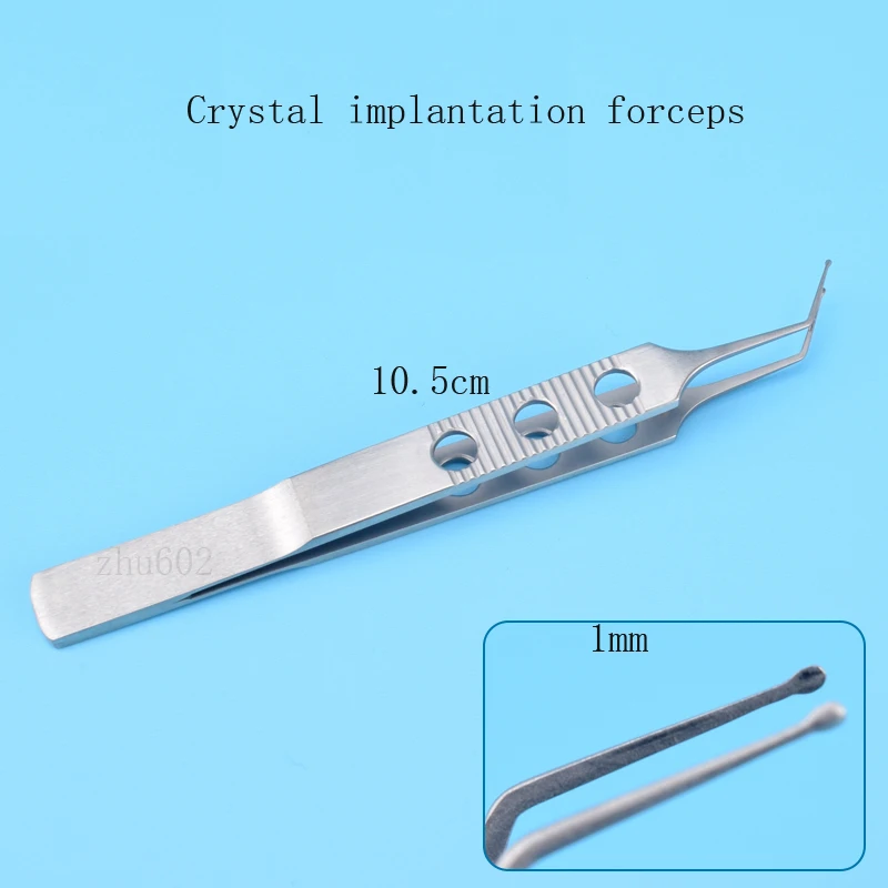 Ophthalmic microsurgical instruments - Crystal implantation forceps for cosmetic plastic surgery - Flat handle, round head, duck