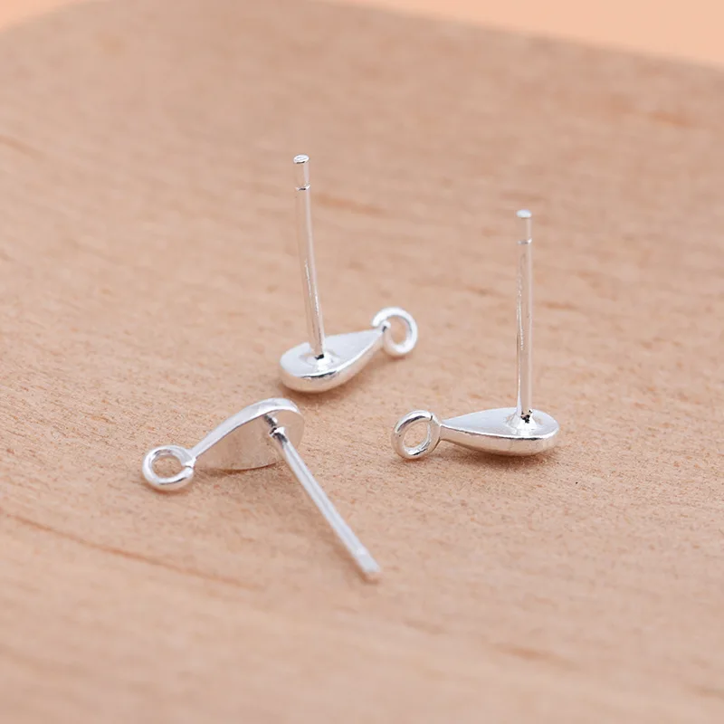 Wholesale 5pairs/pack Real Solid Sterling 925 Silver Earring Pins Findings,925 Silver Ear Pin Hand Made jewelry