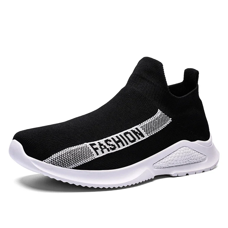 Men Running Shoes Outdoor Sneakers Solid Breathable Low Top Casual Shoes Lightweight Training Shoes Slip on Mesh Plus Size 39-44