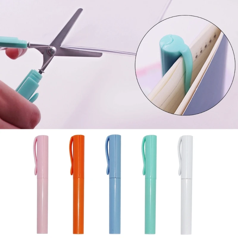 Portable Travel Safety Scissors Mini Foldable Scissors Pen Scissors Craft Scissors Embroidery Scissors with Cover Y3NC