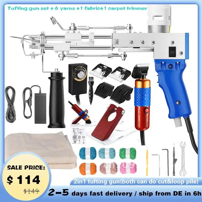 

Tufting Tufting Gun Set 2in1 Electric Tufting Gun, 7-21mm Wool Trimmer ,Fabric Carpet Yarns Machine, Pistolet Tufting and with