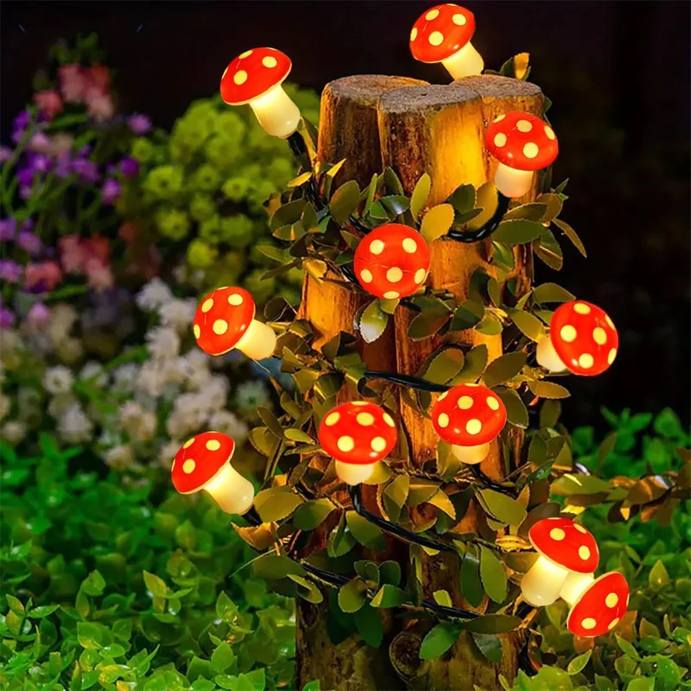 سلسلة أضواء الفطر الشمسي للحديقة ، زينة عيد الميلاد في الهواء الطلق ، المسار ، العشب ، 8 أوضاع ، 057 #2