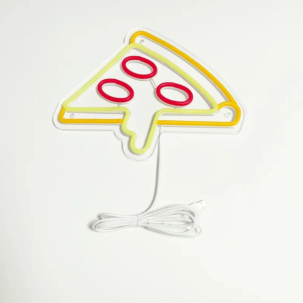 Pizza Neon Sign for Wall Decor Dimmable Led Lights Signs Pizza Shaped Signs for Business Neon Light Decor for Kitchen Restaurant