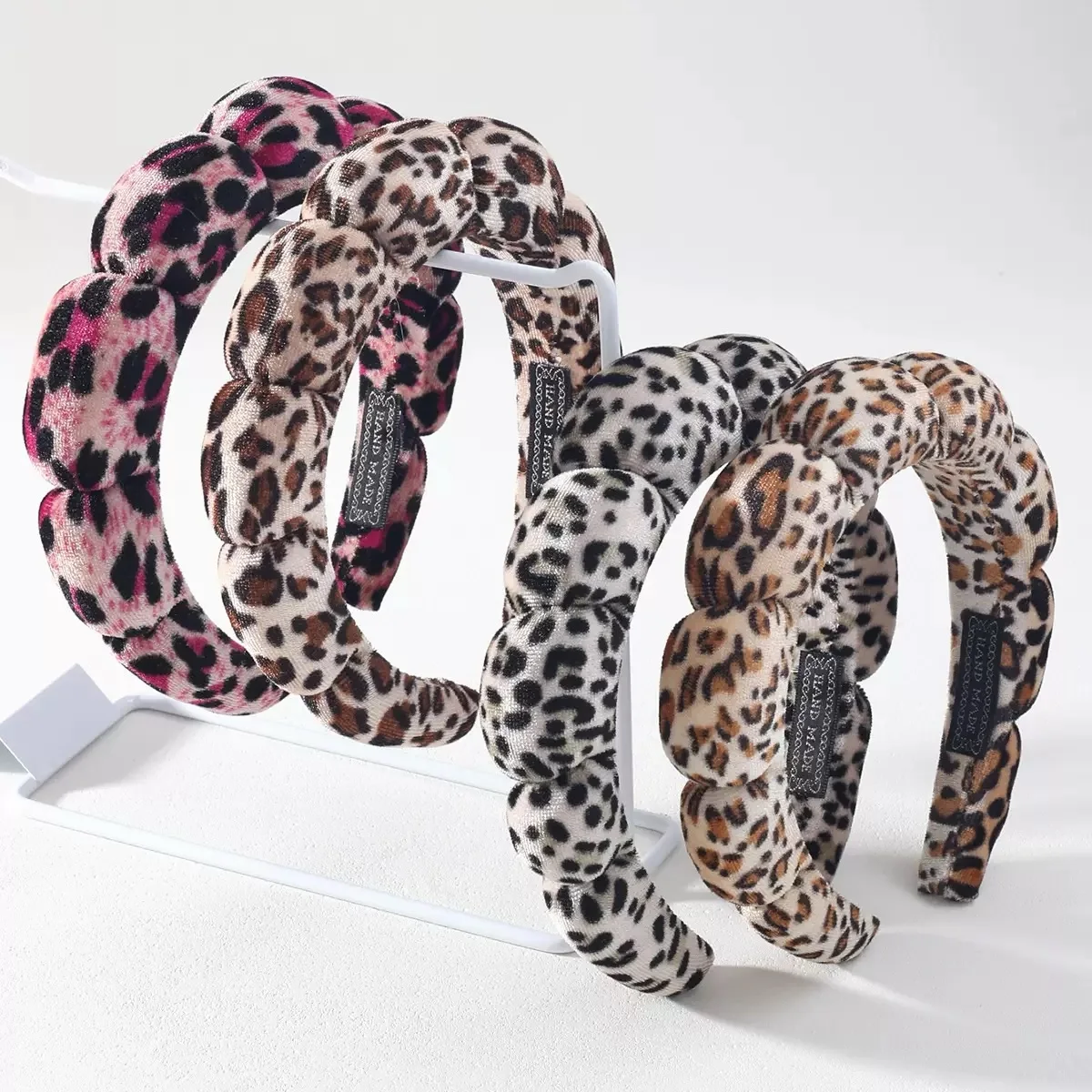 Leopardenmuster, Schwamm, Samt, Wolke, Blase, Twist-Stirnband, Haarschmuck für Frauen – Detail 4