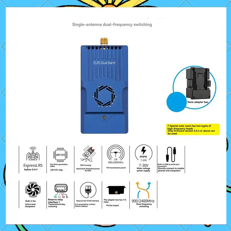 

C3 NANO GEMINI TX 915M/2.4G Dual-Frequency Switching With Nano To Micro-Adapter Box For FPV Long Range Drone DIY Part-[A51I]