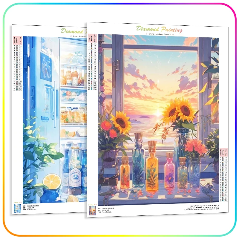 

RUOPOTY 5D Diamond Painting Artwork Flowers Sunflower Blue Refrigerator Diamond Mosaic Accessories Full Square Drill Decoration