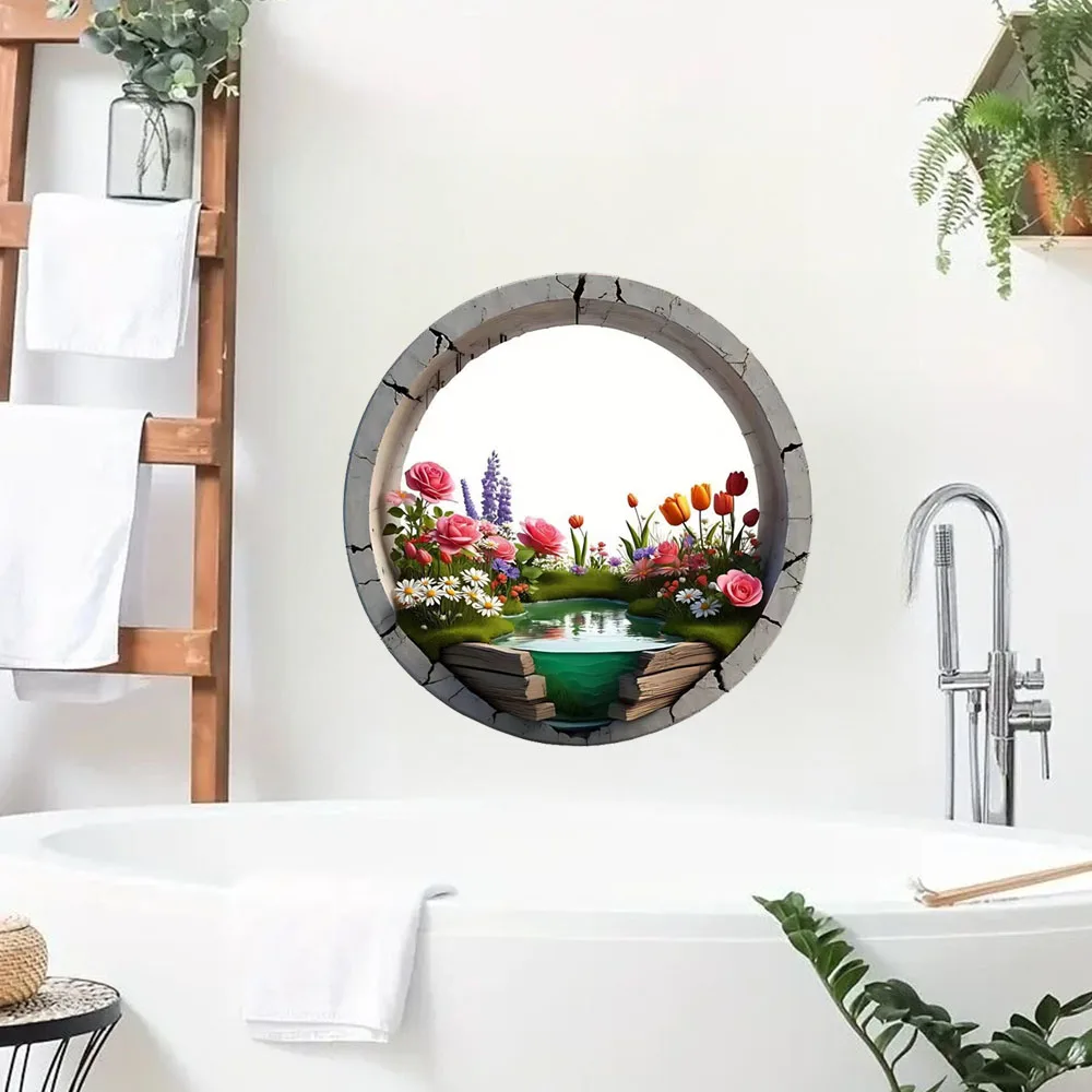 Beautiful Flowers And Rivers Self-Adhesive Stickers, Bedroom Entryway Living Room Porch Home Decoration Wall Stickers