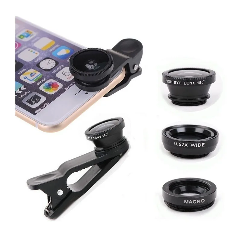 1 Set 3In1 Mobile Phone Fish Eye+Wide Angle+Macro Lightweight Camera Lens For Universal Cell Phone
