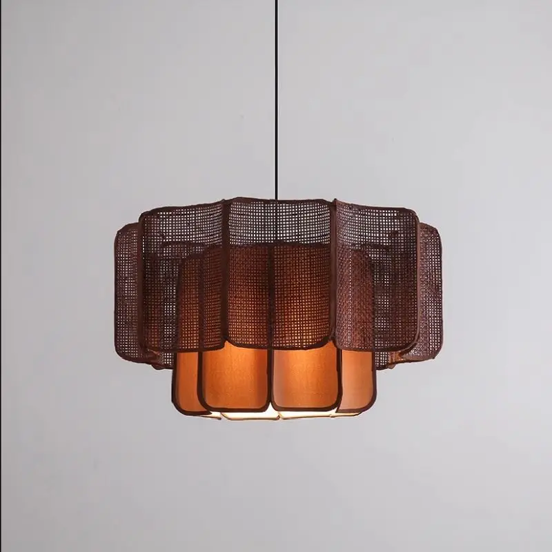 Japanese designer retro pendant light restaurant hotel homestay model room dining tea room home decor rattan chandelier lamps