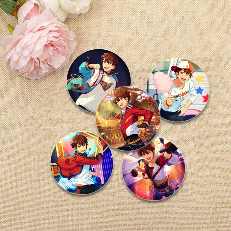 Ensemble Stars HD Print Brooch Anime Badge Chiaki Morisawa Cartoon Round Display Brooches Lapel Pins Jewelry Gift Accessory