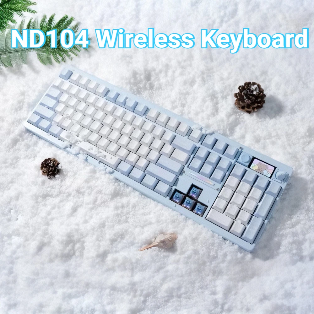 NDNH ND104 Mechanical Keyboard Wireless Tri-mode Gasket RGB Hot-Swap Knob Screen Custom Aluminum Office Gaming Keyboard Gift