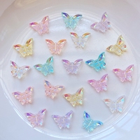 100Pcs New Cute 7*10mm Resin Mini Plated Butterfly Flat Back Cabochon Scrapbook Kawaii DIY Embellishments Accessories