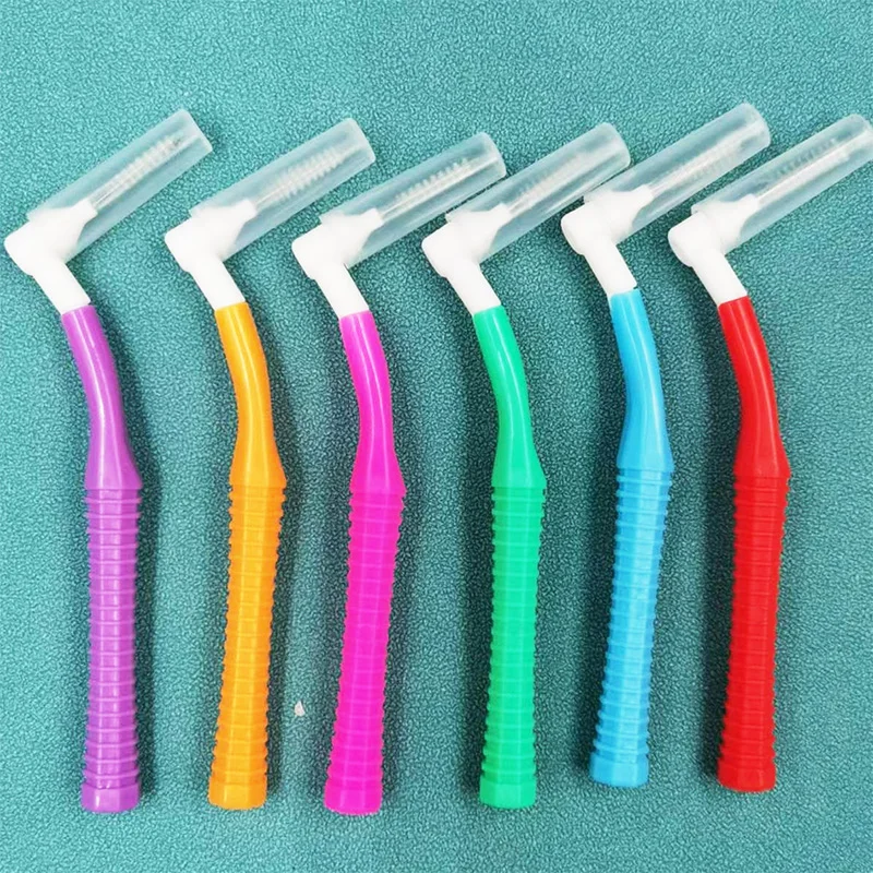 20Pcs/box L Shape Push-Pull Interdental Brush Orthodontic Toothpick Teeth Whitening Tooth Pick ToothBrush Oral Hygiene Care