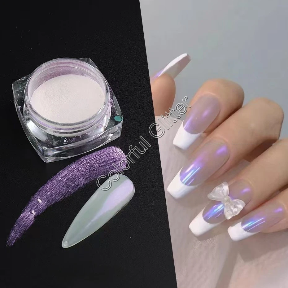 5 Colors Pearl White Aurora Pigment Borealis Moonlight Mirror Glitter Dust Pigment Powders for DIY Gel Nail Art Polish Makeup image 3