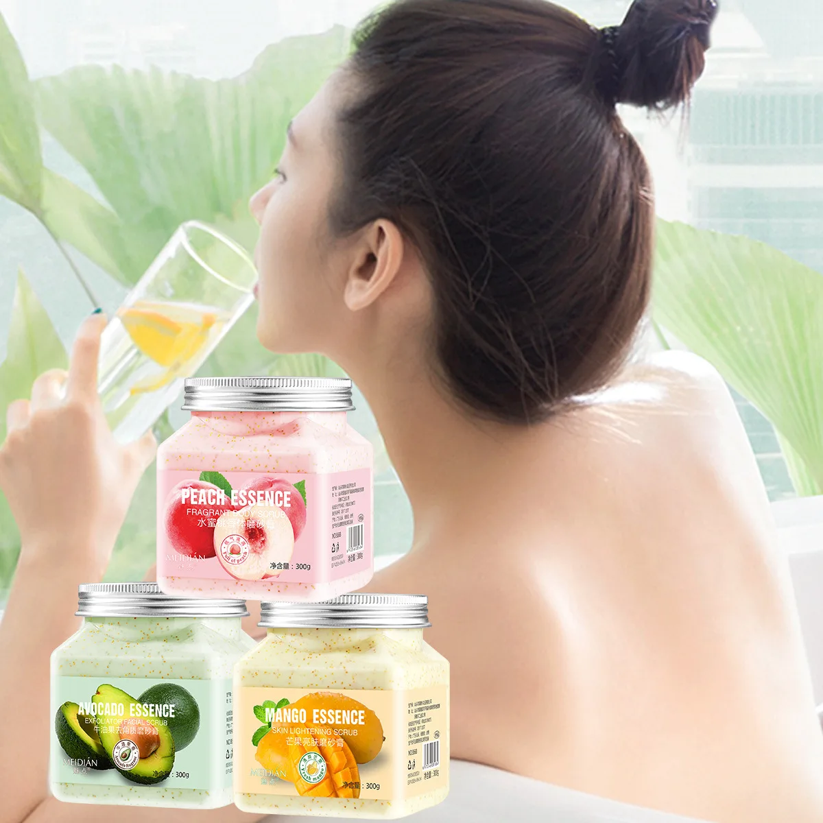 300g scrub sea salt fruity body exfoliation chicken skin whitening whole body gentle cleansing cream Skin care