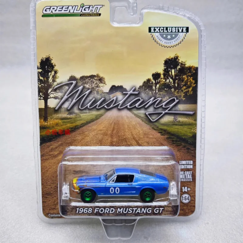 

Greenlight масштаб 1:64 1968, Mustang GT, зеленая машина, имитация сплава, модель автомобиля, статическая коллекция, украшенные праздничные игрушки