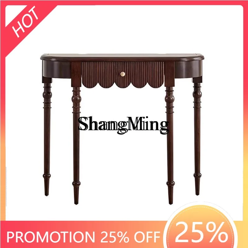 

FG retro solid wood entrance table, living room small apartment decorated against the wall, aisle cabinet, bedroom corridor