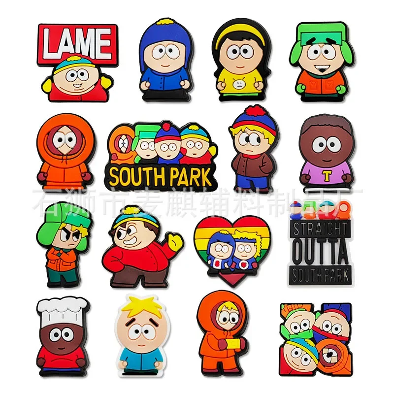 

Hot 16pcs/set South Park Collection Shoe Charms for Crocs DIY Shoe Decorations Accessories Decorations Sandal Decorate Kids Gift