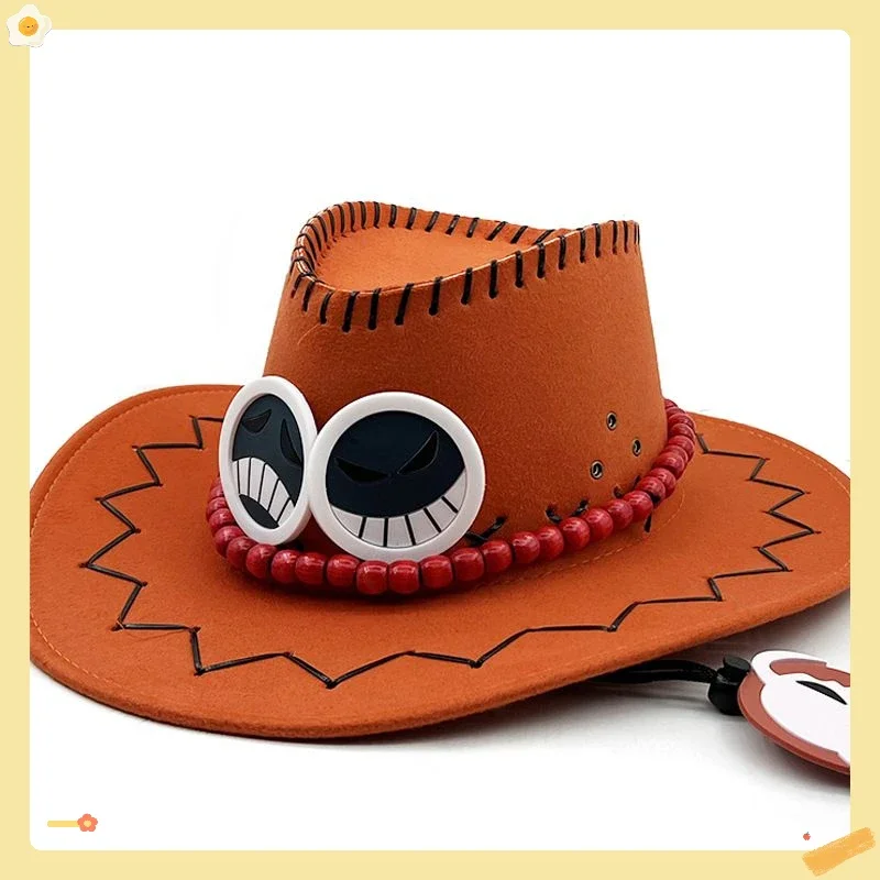 

Anime One Piece Fire Fist Ace Same Style Western Cowboy Hat Stage Performance Prop Leisure Sunshade Hat Beach Hat Male