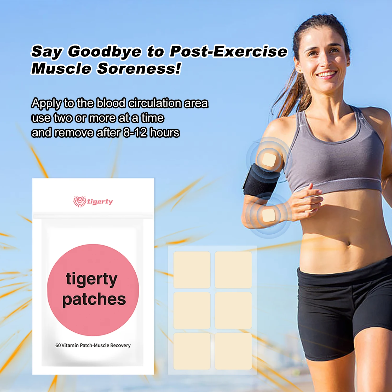 

Vitamin Recovery Patch - Fast Muscle Relief & Energy Boost, 60 Pcs/Box Natural Herbal Post-workout Stickers for Athletes & Adult